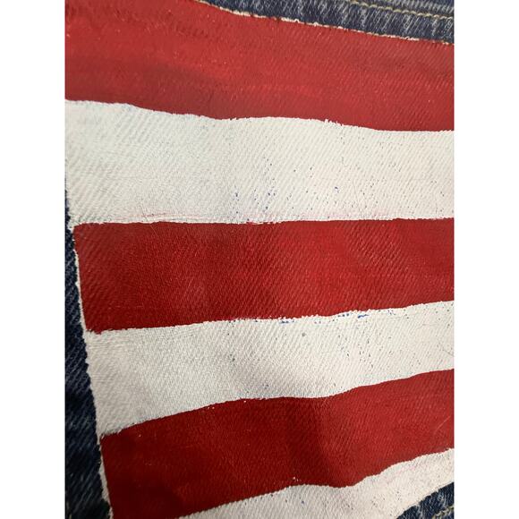 Free Assembly size 12 shorts denim USA stars strips on pockets distressed hem - Picture 4 of 15